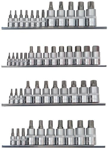 Famex Tools 10729-47 Socket Spanner Inserts for Allen Screws / Multi-Tooth Splines / Torx and Ribe Screws 47 Pieces