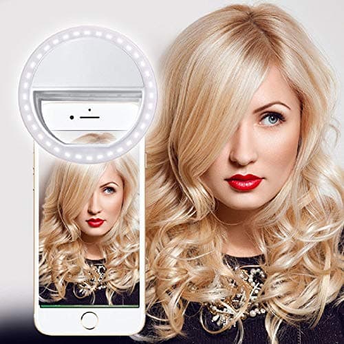 For Apple iPhone 7 Plus - White Selfie 36 LED Ring Flash Fill Light Clip Camera