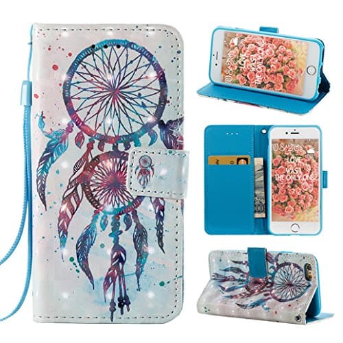 iPhone 6 Flip Case, iPhone 6S Leather Wallet Case, Rosa Schleife PU Leather Color Painting Magnetic Flip Folio Bookstyle Kickstand Bumper Phone Case Protective Shell Skin Cases Covers for iPhone 6/6S