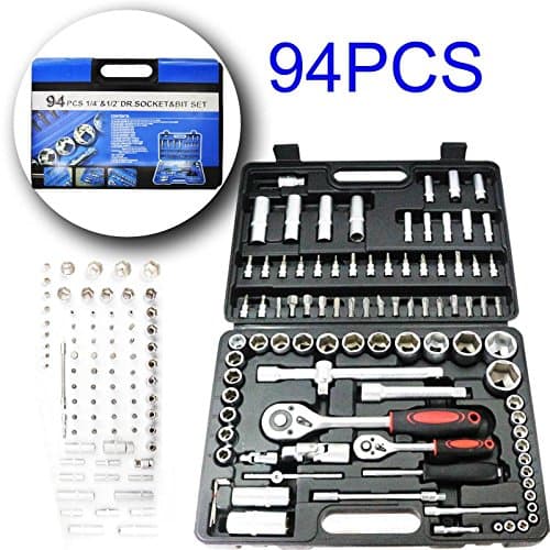 94PC Socket Set Ratchet Driver1/2" 1/4" Kit Screwdriver Bit Tool Torx With Case.