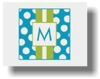 Paparte Note Cards (708 Blue and Green Stripe Initial)