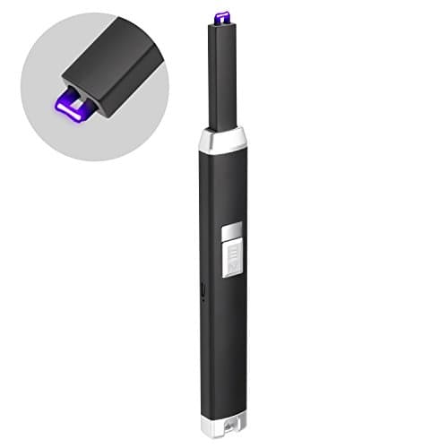 Electronic Arc Lighter USB Rechargeable Windproof No Spark &amp; Smell Multi-purpose for Home, Candles, BBQ, Camping (Black)