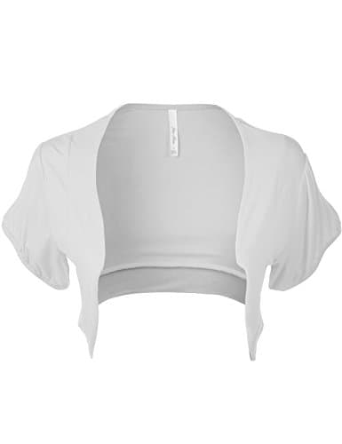 Plus Size Basic Solid Puff Short Sleeve Crop Open Front Borelo Cardigans