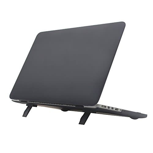 AiBOUSA Macbook Skin Smooth Matte Finish Hard Shell Protective Case Cover with Kicstand Stand for MacBook Air 11" (Black)