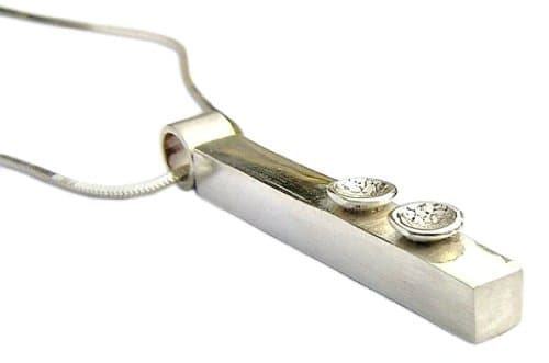 Handmade Silver 925 Sterling Bar Necklace with Patterned Discs Gift Wrapped