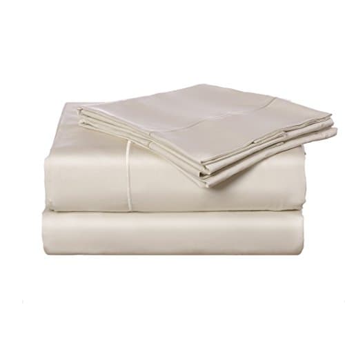 Luxury Designs 600 Thread Count Bedspread 100% Egyptian Cotton Sheet Set Hemstitch 4 Piece Luxurious, Comfortable, Highest Quality Bedding Sateen Weave - Queen, Ivory