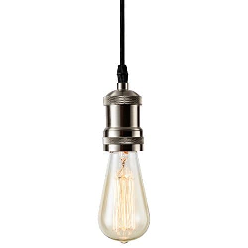 Csinos Vintage 1-Light Socket Mini Pendant Light Fixture E26 Base with Adjustable Black Rope Cord for Home Office Restaurant