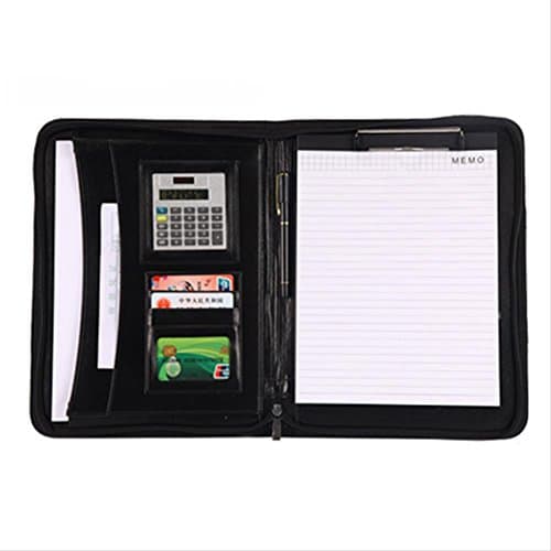 A4 Conference Business Note Book Folder Leather Padfolio with Calculator Multifunctional Portable Zipper Bag by Labife
