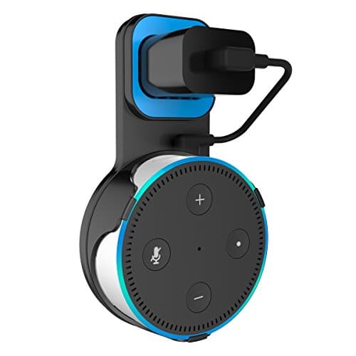 Outlet Wall Mount Hanger Holder Stand for Amazon Echo Dot 2nd Generation Plug in Kitchens, Bathroom And Bedroom (Black)