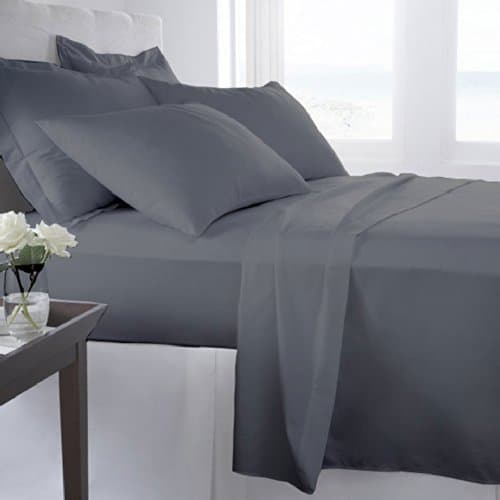 #1 Bed Sheet Set on Amazon! 1800 Thread Count Luxury Hotel Quality Bed Sheets Super Silky Soft Brushed Micro Fiber Wrinkle Free, Fade, Stain Resistant - Hypoallergenic - Deep Pockets Platinum Quality 4 Piece Sheet Sets. Top Quality Luxury Fitted &amp; Flat Sheets, Pillowcases Available in Many Colors and Sizes. (Grey, Cali King)