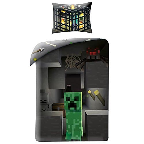 Minecraft Creeper 2 Piece Single Sheet Set, 1 x Double Sided Sheet and 1 x Pillowcase - European Size