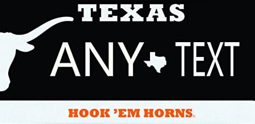 EnnE Personalized Monogrammed License Plate Cover with Any Text Custom Auto Car Tag 11.8 Inch X 6.1 Inch - Texas Hook'Em Horans