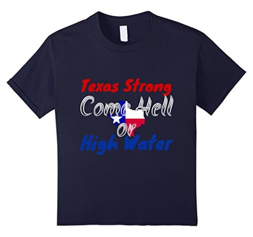 Kids Texas Strong Come Hell or High Water with map T-Shirt 12 Navy