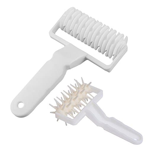 Pastry Roller Cutter Kitchen Baking Dough,Cookie,Pie,Pizza,Pastry Lattice and Needle Roller Cutter Craft Tools(Set of 2)