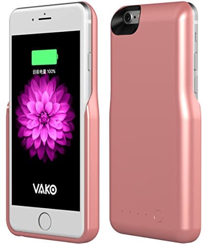 iPhone 6 Battery Case, VAKO 5000 mAh iPhone 6s Battery Charger Case, Power Bank Case Rechargeable Protective Case for iPhone 6S (4.7 inch) (Rose Gold)