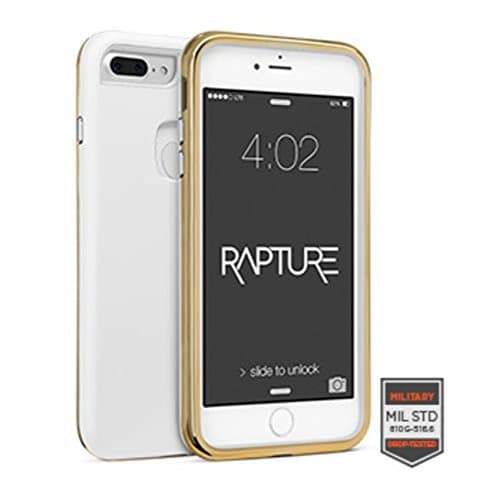 iPhone 8+ 5.5" Case, Cellairis Rapture Elite 3-Layer Grippy Protective Shockproof Rugged Impact Polycarbonate/Silicone Defense Case for Apple iPhone 8 PLUS - Matte Finish (Gold/White)