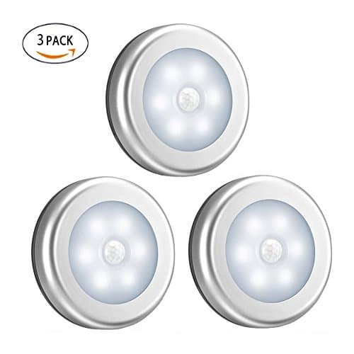 Motion Sensor Nightlight 6 LED Light Motion-sensing Battery Powered Round 6 Bulbs Magnetic Stick-up Anywhere for Closet Entrance Cabinet Hallway Stair Basement