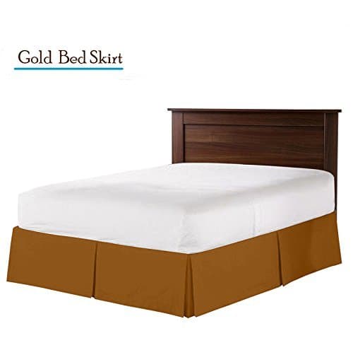 Greatest M's Real 600 Thread Count Split Corner Bed Skirt / Dust Ruffle [KING Size,Solid Gold] 16" inches Drop Egyptian Cotton Quality [Wrinkle &amp; Fade Resistant] Bed skirt.