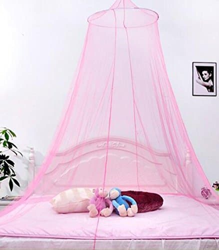 Onener King Size Mosquito Net, Circular Screen Netting Canopy Curtains with New Tear Resistant Loop for Double Bed Keeping away Insects &amp; Flies Perfect for Baby Indoor &amp; Outdoor (Pink)