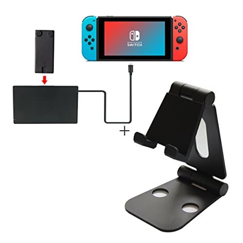 OLCLSS Nintendo Switch Stand Adjustable Foldable AND Nintendo Switch Extension Cable USB 3.1 (Type C) Extend Link Charging data transfer Nintendo Switch and Dock USB Type C to C Cord 2 in 1 Kits