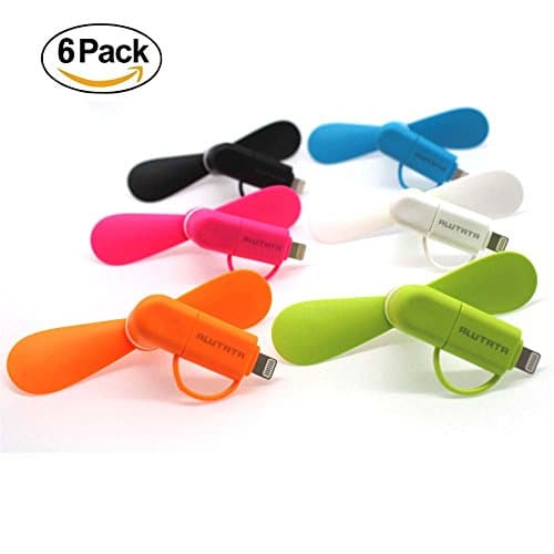 6 pieces/ USB Mini Fan Portable 2 in 1 Micro USB Fan Hot Weather Electronics USB Phone Fan for iPhone 6/6S &amp; 6 Plus/6s Plus &amp; iPhone 5/5S (Micro USB 2.0)Android and Samsung Phone By Alutata