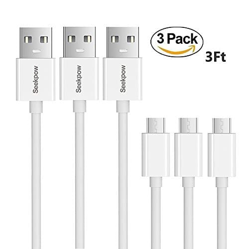 Micro USB Cables [3-Pack 3.3ft] TPE Samsung USB Cables/Android Cables – Seekpow Micro USB Charging Cables for Galaxy S7/S6/, Sony, Motorola and More – White