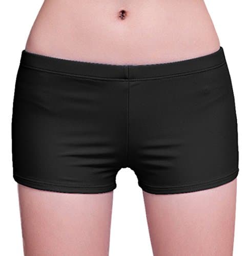 Women's Basic High Waisted Boy Short Swim Bikini Bottom with Liner (m, black)