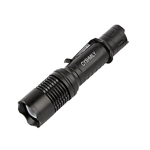 CYSHMILY LED Flashlight 5 Modes XML T6 Light Super Bright Rechargeable Tac Light for Camping Waterproof Zoomable Torch with Universal Charger and Battery