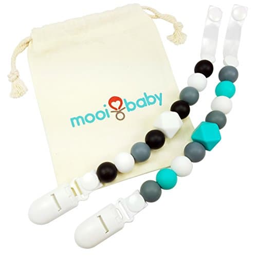 Pacifier Clip - 2 Pack - Silicone Baby Teething Pacifier Clips - BOY - Teether - BPA-Free - Non-Toxic