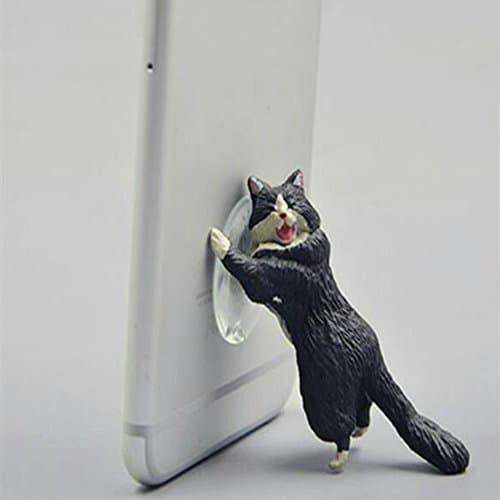 Cell Phone Stand,Cat Shape Cute Phone Mounts Adjustable Multi-angle Pocket Desktop Holder Cradle (Black)