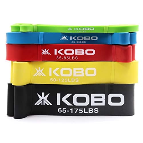 Kobo Latex Power Loop Band Set Pull Up Assist Rubber Bands 41 inch| Powerlifting Bands - for Mobility & Body Stretching, Powerlifting, Resistance Training with Travel Bag & Workout Guide Booklet