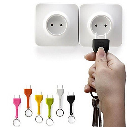 Yayang Wall Mounted Socket Shape Unplug Anti-lost Key Holder Key Ring Random Color