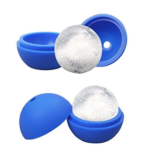 Wosweet Large Ice Ball Maker 2.5 Inch Set of 2 Silicone Ice Ball Capacity Mold for Whiskey and Cocktails, Keep Drinks Chilled (Blue)