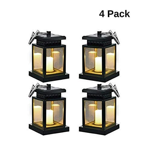 Solar LED Candle Lantern Light for Beach Umbrella Tree Pavilion Garden Yard Lawn Outdoor, Auto On Off - 4 PACK
