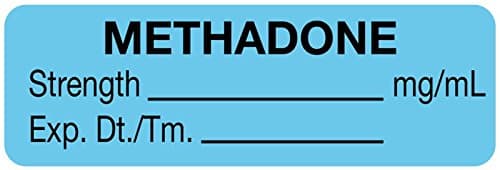 MedValue Anesthesia Label, Methadone mg/mL,1-1/2"x 1/2", Light Blue - 610 Label Per Roll