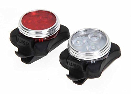 Placa Bicycle Lights Set USB Rechargeable Red&amp;White 3 LED Front+Rear 4 modes 160 Lumens