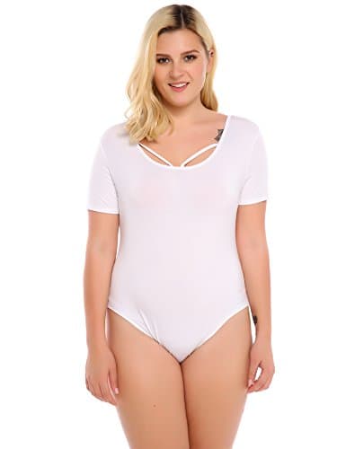 Vestyle Women's Plus Size Basic Tank Top Bodysuit Jumpsuits