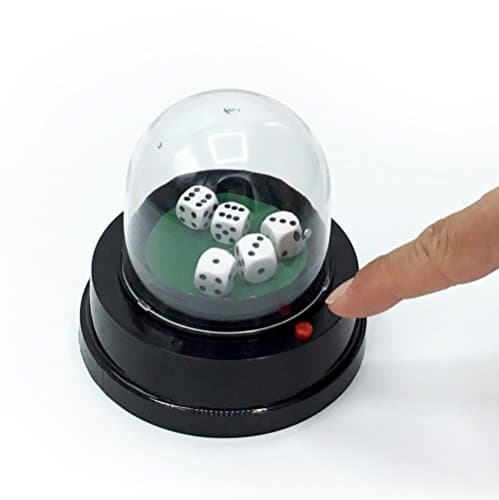 Automatic Dice Roller Cup Battery Powered w 5 FREE Dice (12mm) 6-Sided for Backgammon, Dice, Yahtzee, Settlers of Catan, Monopoly, Dice Game, Board Game Accessories - By Cafolo