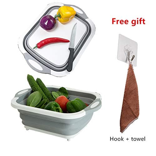 Foldable Cutting Board Dish Blue Colander for Washing and Draining Vegetables and Fruits Dishwashing Outdoor Kitchen BBQ