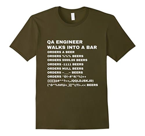 Men's QA Engineer Walks into a Bar T-Shirt Medium Olive