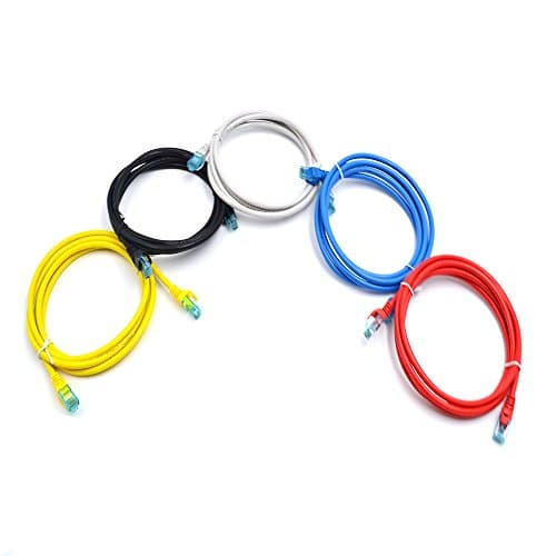 WONTERM RJ45 Cat6 Ethernet Patch Cord 5 FT (1.5 Meter)in Electronics Copper Computer Networking Cable (5 Pack) PVC Jacket-Multi Color (Grey / Black / Red / Yellow / Blue)