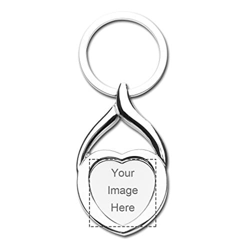 Custom Twisted Heart Keychain Design Your Own Print Image or Message Keychain Set