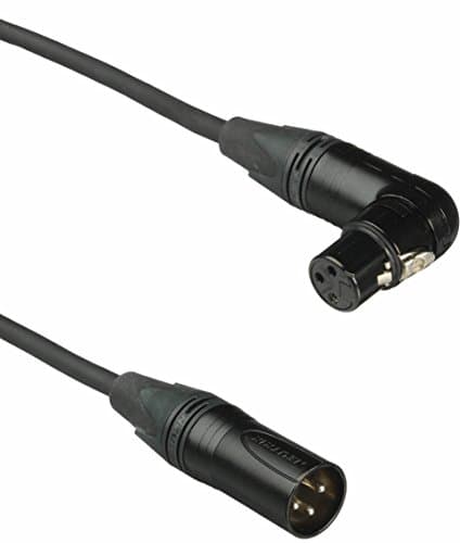 Mogami Microphone Cable 2549, Silver-20', Neutrik Silver Pin Right Angle XLR-F to Straight XLR-M, 20 ft.