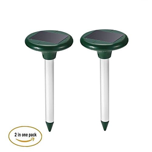 DR.OWL Mole Repeller Solar Powered Repel Mole, Voles, Gopher, Mice and Rats, Rodent Sonic Repeller Pest Control, Waterproof(2 in 1 Pack)