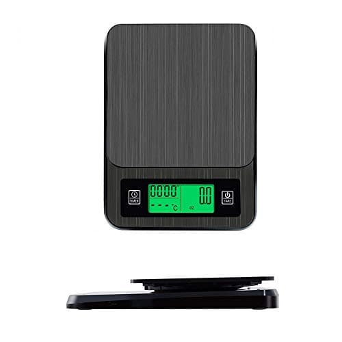 Lovinglove Precision Digital Kitchen Scale/Multifunction Food Scale/Coffee Scale With Timer，Temperature Probe LCD Display (4.4lb(2kg0.1g), Black)