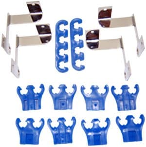 Mota Performance A70228 Chrome Spark Plug Wire Loom Set, Angled - Universal for 7-9MM Wires with Blue Plug Wire Saddles