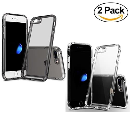 Case for Apple iPhone 7 Plus iPhone 8 Plus Pack of 2 Shock Absorption Soft Clear TPU Bumper Cell Phone Cases for iPhone 7 Plus 8 Plus 5.5'' Only(Clear and Black)