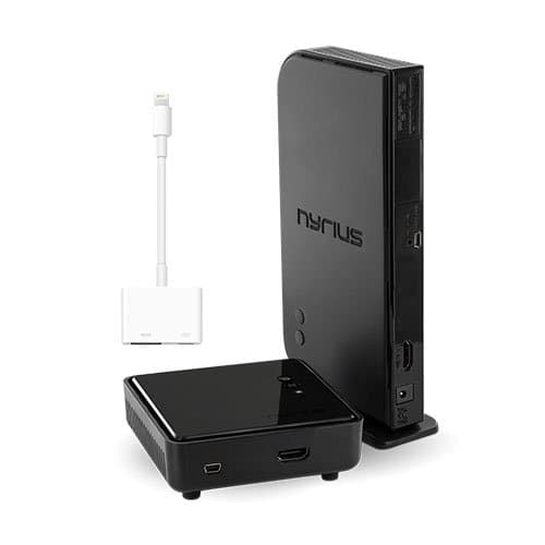 Nyrius Aries Home HDMI Digital Wireless Transmitter & Receiver for HD 1080p Video Streaming with IR Remote Extender (NAVS500) - Bonus Apple 30-Pin Digital AV Adapter Included