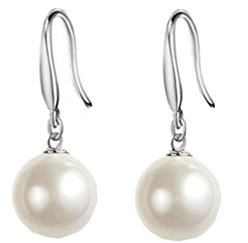 Sterling Silver Shell Pearl Hook Lock Earrings