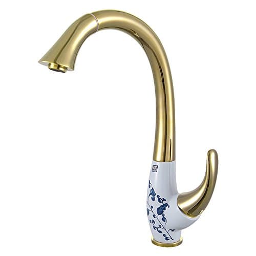 Vintage Brass Single Handle Pull Out Kitchen Sink Faucets